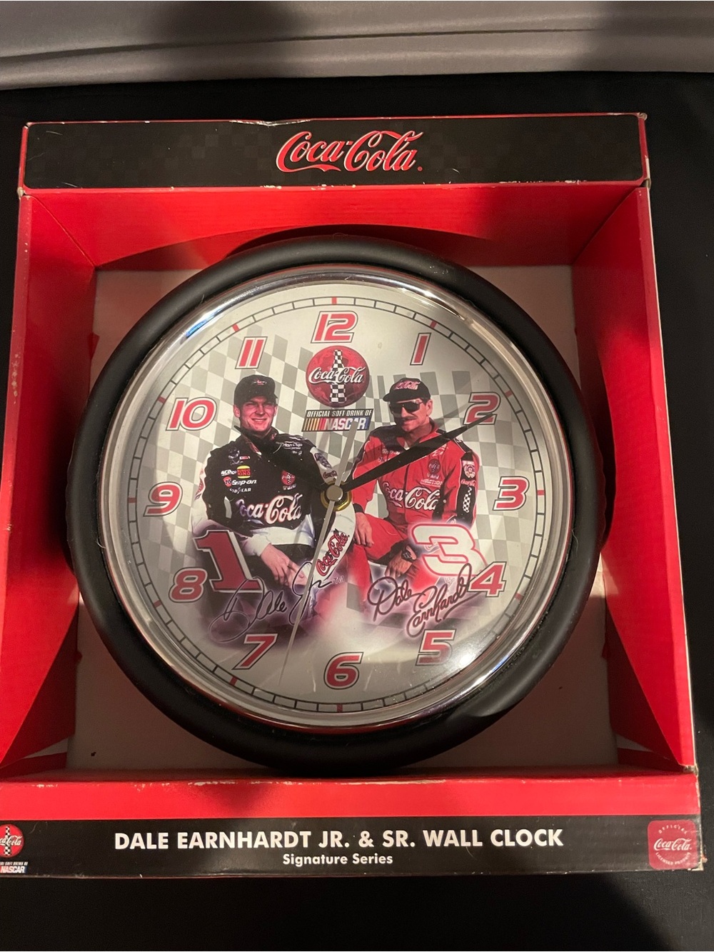 Vintage Dale Earnhardt Jr And Sr Wall Clock Nascar And Coca Cola Collectable